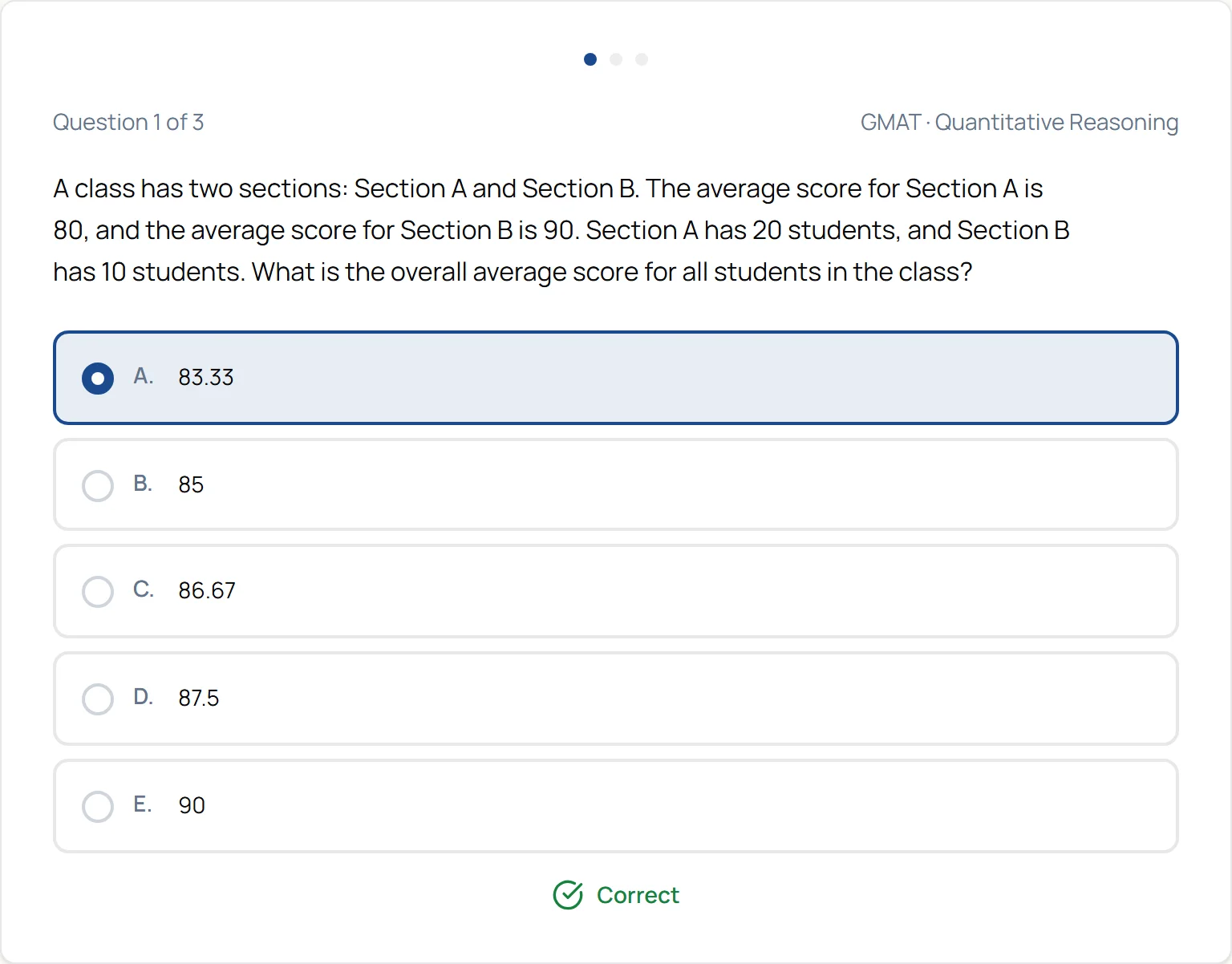 A PrepSavvy practice question with its answer options